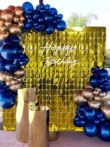 1入組PET流蘇窗簾派對用豪華金屬箔窗簾 - 金色 - 查看 2