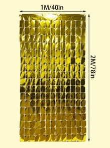 1入組PET流蘇窗簾派對用豪華金屬箔窗簾 - 金色 - 查看 3