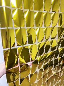 1入組PET流蘇窗簾派對用豪華金屬箔窗簾 - 金色 - 查看 5