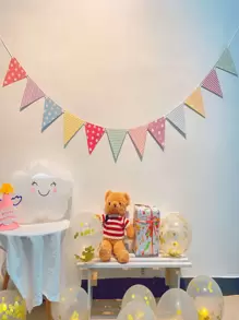 1 Giấy Kéo Cờ, Sọc & Họa Tiết Chấm Bi Tam Giác Trang Trí Treo Cờ Cho Đảng - Nhiều màu - Xem 1