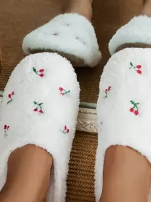 Women's Cherry Shaped Quiet Slippers, Cute Cherry Design, Super Soft & Cushioned, Slip-On Bedroom Slippers