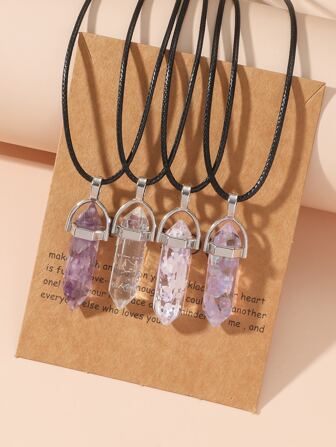4pcs Crystal Pendant Necklace