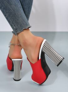 Xăng đan đế xuồng nữ đế xuồng, xăng đan mule thời trang mùa hè - Đỏ - Xem 6