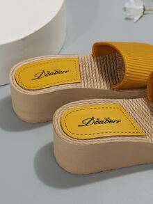 Frauen Single Band Wedge Slides Sandalen, Mode Sandalen aus Stoff