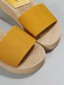 Frauen Single Band Wedge Slides Sandalen, Mode Sandalen aus Stoff