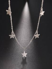 1 vòng cổ ngôi sao quyến rũ, trang sức bằng thép không gỉ - Bạc - Xem 1