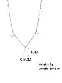 1 vòng cổ ngôi sao quyến rũ, trang sức bằng thép không gỉ - Bạc - Xem 3