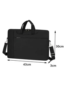1pc Waterproof Solid Color Laptop Bag - Black - View 5