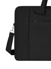 1pc Waterproof Solid Color Laptop Bag - Black - View 6