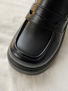 女士粗跟優雅厚底鞋黑色