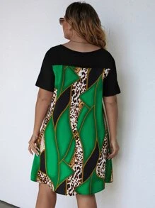 SHEIN LUNE Vestido túnico de leopardo & con estampado de paisley de color combinado - Multicolor - Ver 2