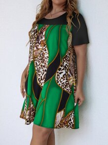 SHEIN LUNE Vestido túnico de leopardo & con estampado de paisley de color combinado - Multicolor - Ver 4