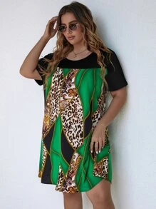 SHEIN LUNE Vestido túnico de leopardo & con estampado de paisley de color combinado - Multicolor - Ver 7