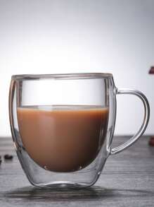 1pc Clear Glass Cup, Transparent Coffee Mug For Household - Clear - View 1