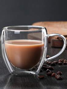 1pc Clear Glass Cup, Transparent Coffee Mug For Household - Clear - View 5