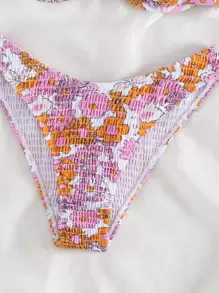 SHEIN Swim Conjunto de bikini con aro estampado floral para playa en verano