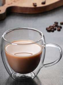 1pc Clear Glass Cup, Transparent Coffee Mug For Household - Clear - View 8