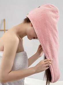 1入組素色乾髮帽粉色軟髮帶 - 彩色 - 查看 1