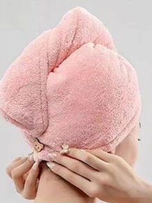 1入組素色乾髮帽粉色軟髮帶 - 彩色 - 查看 7