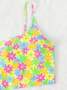 花卉印花单肩比基尼套装夏季海滩 - 彩色 - 查看 7