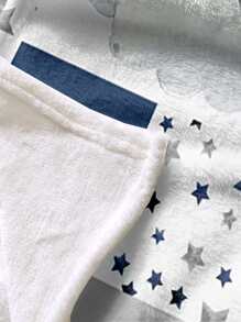 1pc Elephant & Star Pattern Blanket, Cartoon Cute Polyester Sleeping Blanket For Household - Multicolor - View 3