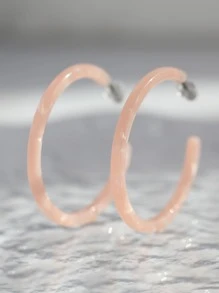 Bông tai vòng bít tối giản - Bụi hồng - Xem 1