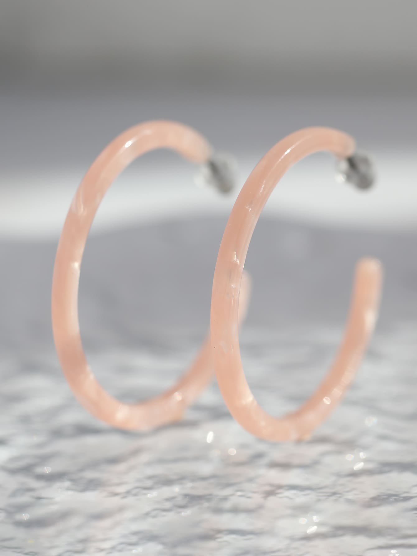 Bông tai vòng bít tối giản - Bụi hồng - Xem 1