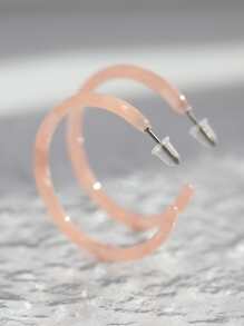 Bông tai vòng bít tối giản - Bụi hồng - Xem 4