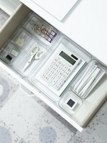 1 件簡單透明辦公桌收納盒,適用於文具和小物品,可堆疊儲物盒 - 無色 - 查看 1