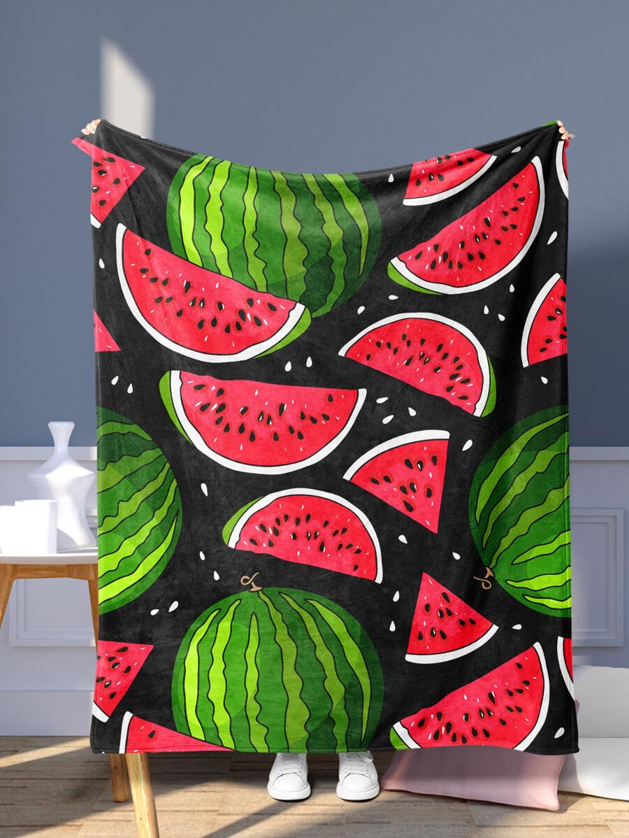1 manta con patrón de sandía, manta de dormir de poliéster para dormitorio - Multicolor - Ver 1