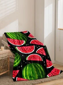 1 manta con patrón de sandía, manta de dormir de poliéster para dormitorio - Multicolor - Ver 2