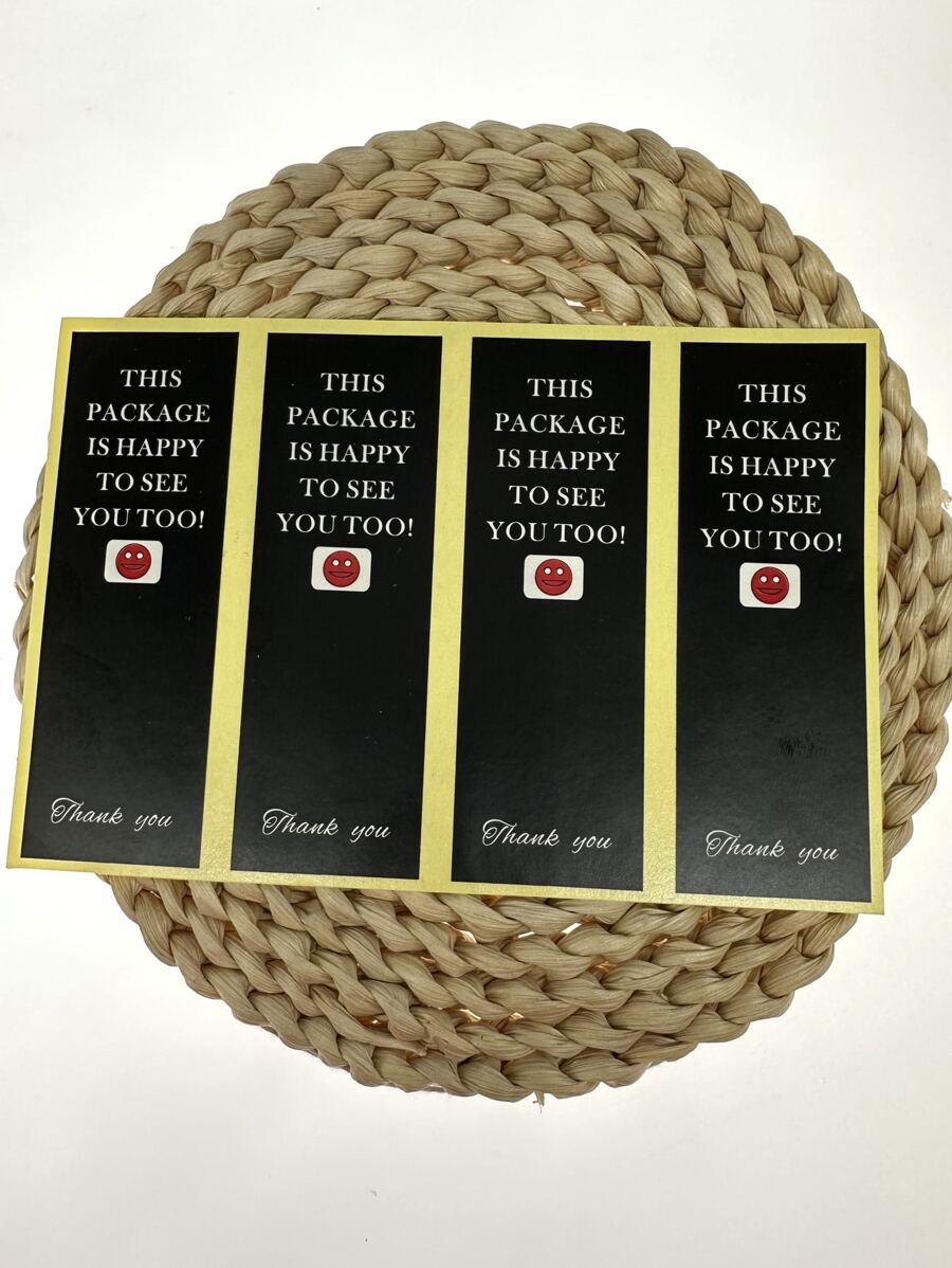 32pcs/set Paper Gift Sticker, Slogan Graphic Gift Box Seal Sticker For Party - Black - View 1