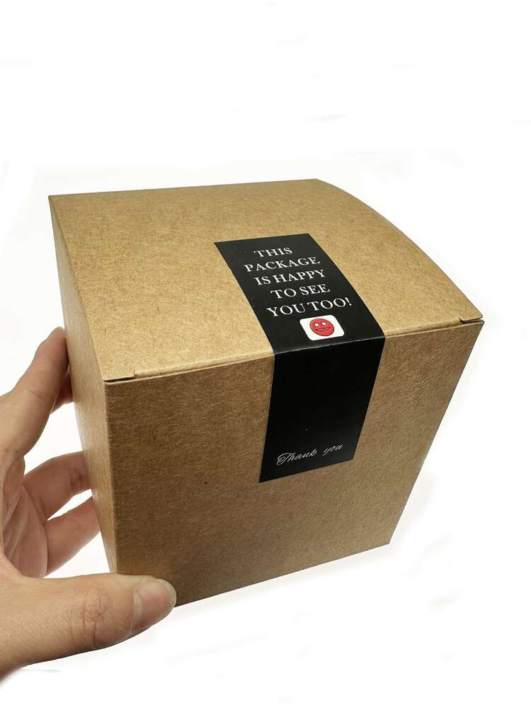 32pcs/set Paper Gift Sticker, Slogan Graphic Gift Box Seal Sticker For Party - Black - View 2