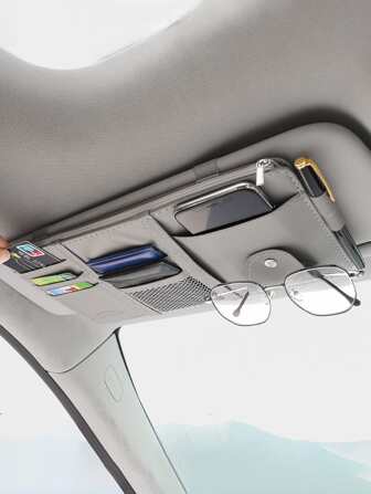 Maximiza el parasol de tu coche con este elegante organizador con bolsillo con cremallera, perfecto para gafas de sol y gafas. Accesorios para el interior del automóvil