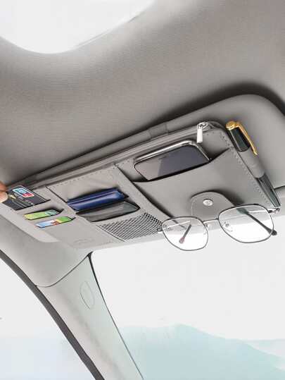 Maximize Your Car Sun Visor With This Stylish Organizer With Zipper Pocket - Perfect For Sunglasses & Glasses! Car Accessories Interior