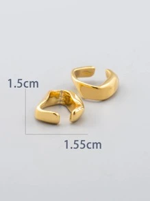 1 对时尚男士创意钛钢镀金不对称几何耳夹派对配饰 - 金黃色 - 查看 3