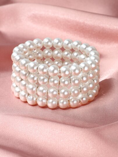 1pc Fashionable Multi-Layer Pearl Bracelet
