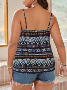 SHEIN LUNE 大碼幾何印花吊帶上衣 - 彩色 - 查看 2