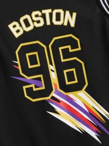 SHEIN Boys Letter Graphic Striped Trim Tank Top & Shorts - Black - View 4