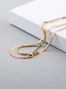 Men Minimalist Chain Necklace - Yellow Gold - View 3