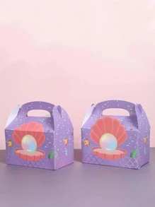 6pcs Purple Mermaid Gift Box, Mermaid Theme Birthday Party Gift Wrapping Supplies Wrapping Box, Kitchen Packaging Supplies Packaging Box, Wedding Party Gift, Party Favor, Birthday Gift, Birthday Decor, Home Decor, Mermaid Decor, Babe Shower Decor Back To School Valentine Day
