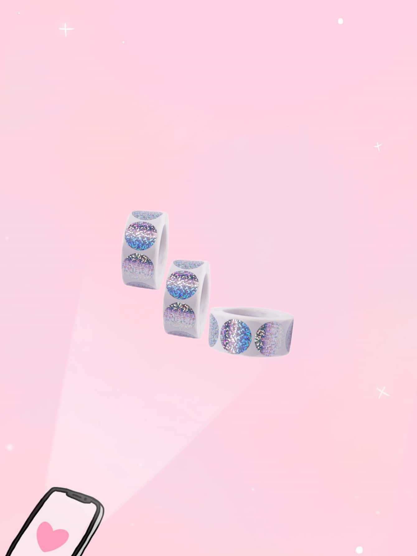 500 piezas/rollo Pegatina brillante redondo - Plateado - Ver 1