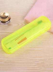 1 caja de almacenamiento portátil para cepillos de dientes, estuche amarillo para cepillos de dientes para viajes - Verde - Ver 1