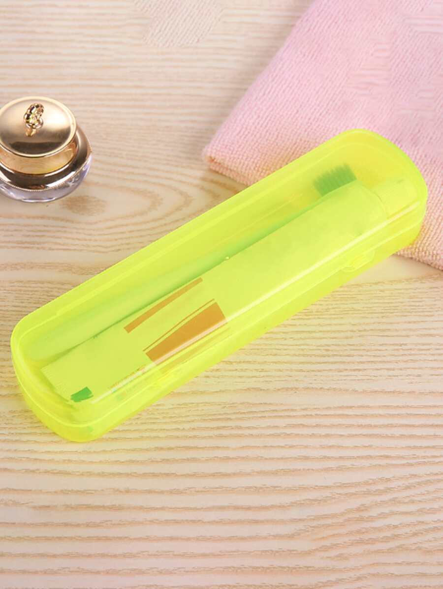 1 caja de almacenamiento portátil para cepillos de dientes, estuche amarillo para cepillos de dientes para viajes - Verde - Ver 1