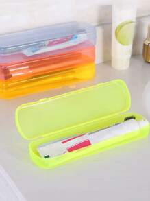 1 caja de almacenamiento portátil para cepillos de dientes, estuche amarillo para cepillos de dientes para viajes - Verde - Ver 3