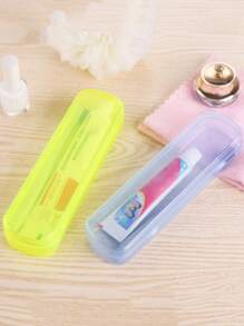 1 caja de almacenamiento portátil para cepillos de dientes, estuche amarillo para cepillos de dientes para viajes - Verde - Ver 5