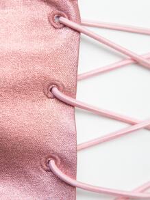 SHEIN BAE Áo nữ Bất đối xứng Ren lên màu trơn Buổi tiệc - Bụi hồng - Xem 6