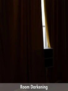 Rèm cửa đơn màu, rèm chắn sáng polyester màu vàng cho gia đình - Màu vàng - Xem 4