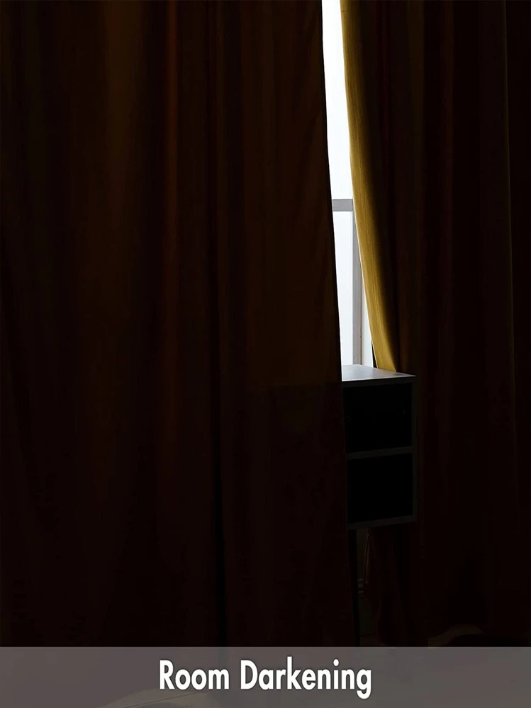 Solid Color Single Panel Curtain, Yellow Polyester Blackout Curtain For Home - Yellow - View 4