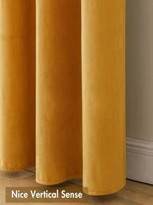 Rèm cửa đơn màu, rèm chắn sáng polyester màu vàng cho gia đình - Màu vàng - Xem 5